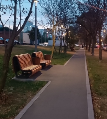 Парк. Скамейка. Луна