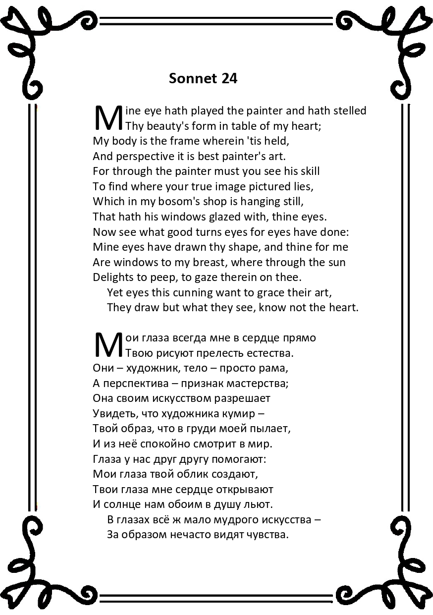 Шекспир. Сонет 24