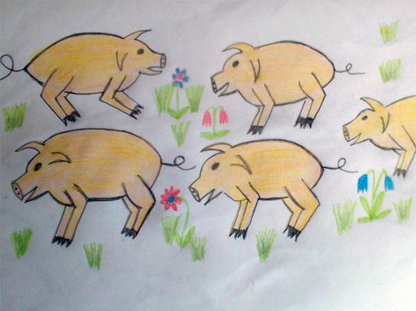 Дети и поросята