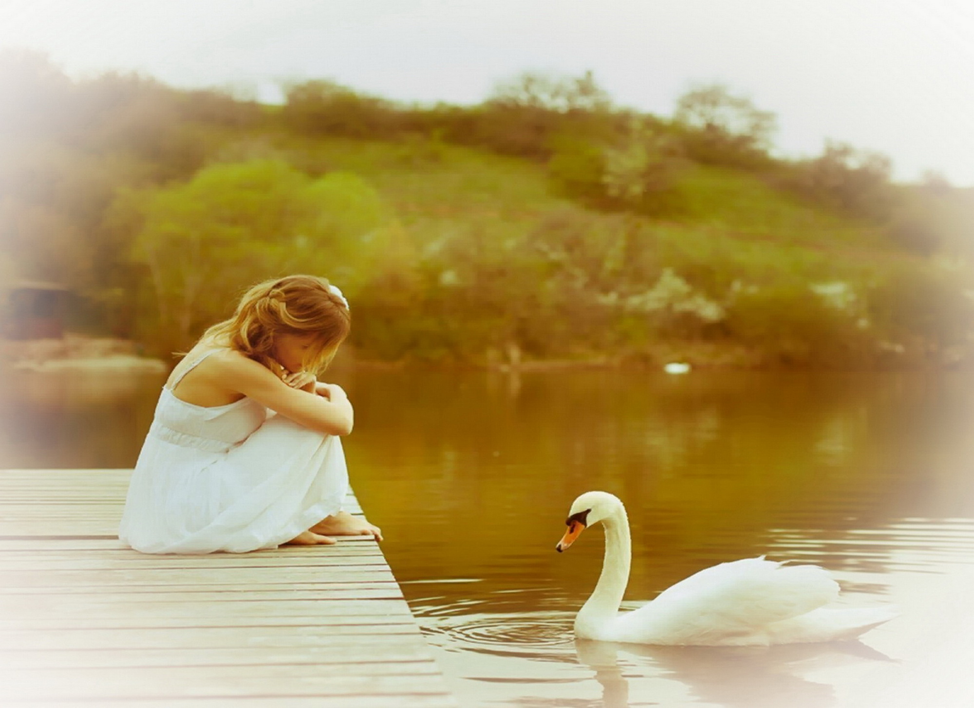 Светлые добрые песни. Красота души. Девушка у озера с лебедями. Душевная девушка. Доброта и простота.
