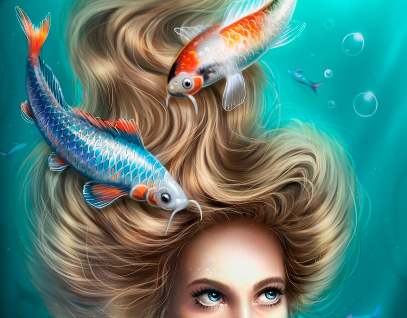 Женщина рыба влюблена. Знак зодиака рыбы девушка. Девушка с рыбой. Девушка рыбка. Рыба арт.