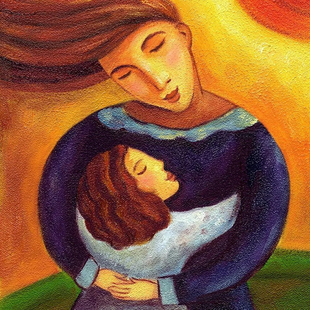 Мама обнимает ребенка под обломками крокус. Мама обнимает ребенка картина. Обнять внутреннего ребенка. Внутренний родитель. Картина объятия.