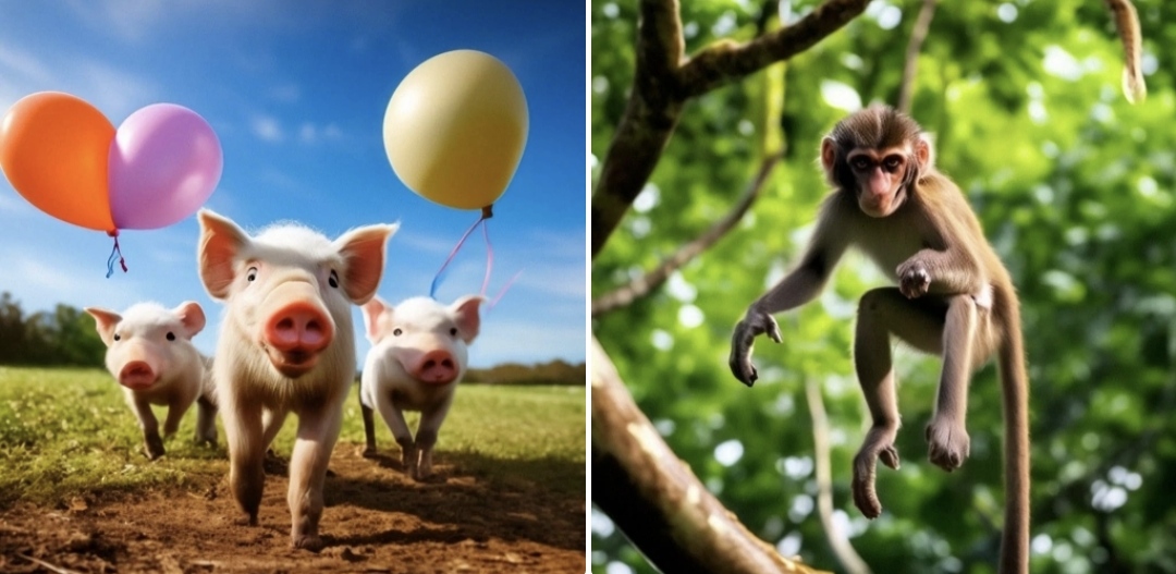 Поросята и мартышка. Рigs and monkey