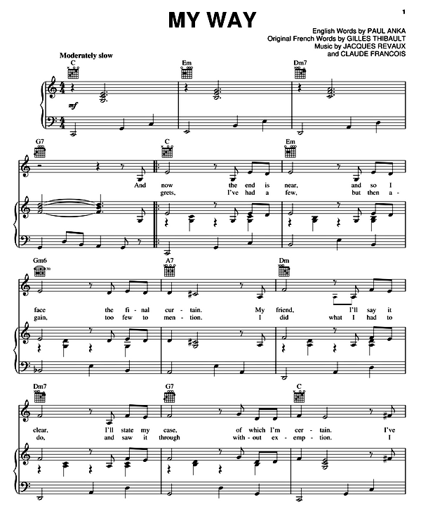 Frank Sinatra - Paul Anka - My Way Verse 1