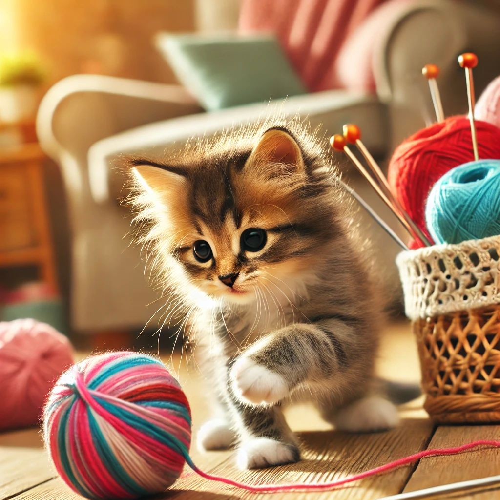 Сказка по котёнка и клубочек