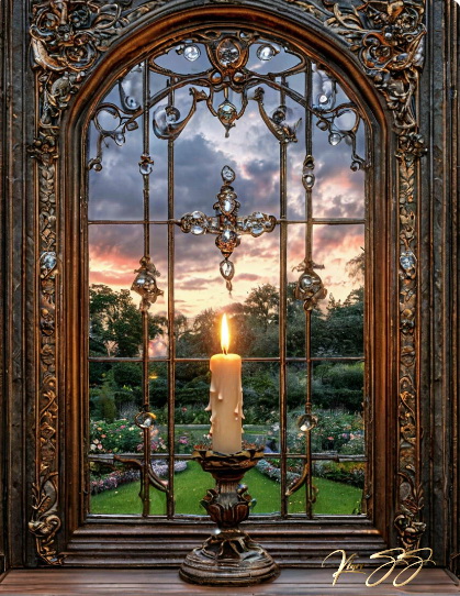 На подоконнике свеча