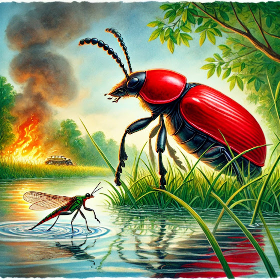 Сказка про жука-пожарника и водомерку