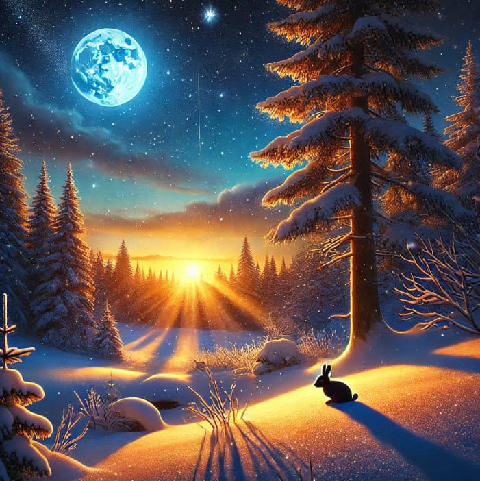 Солнце скатилось в заснеженный лес