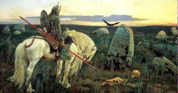 На картину В. Васнецова Витязь на распутье