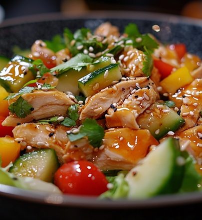 Овощной салат с куриным мясом