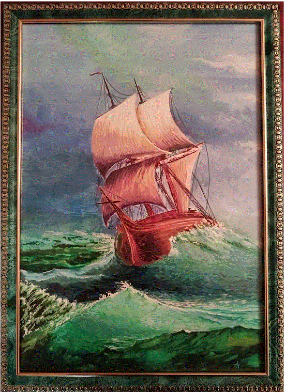 Шхуна в бурном море