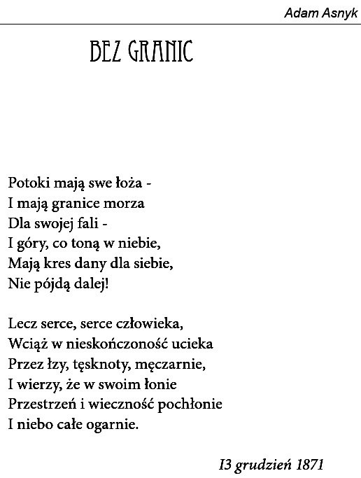 Adam Asnyk - Bez granic - Сердце без границ