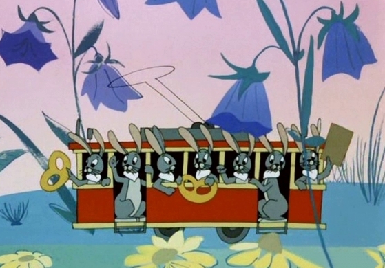 Зайчики в трамвайчике