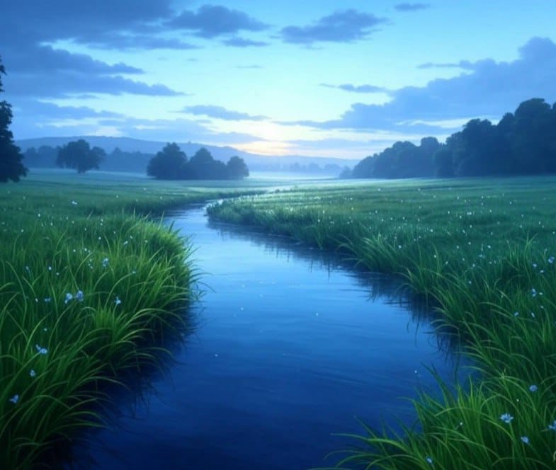 Рано утром рассвет голубой