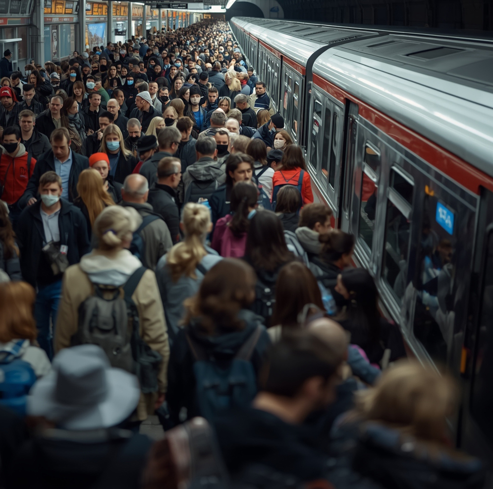 Встреча в метро в душной толпе
