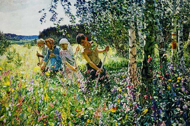На картину А. Пластова Сенокос