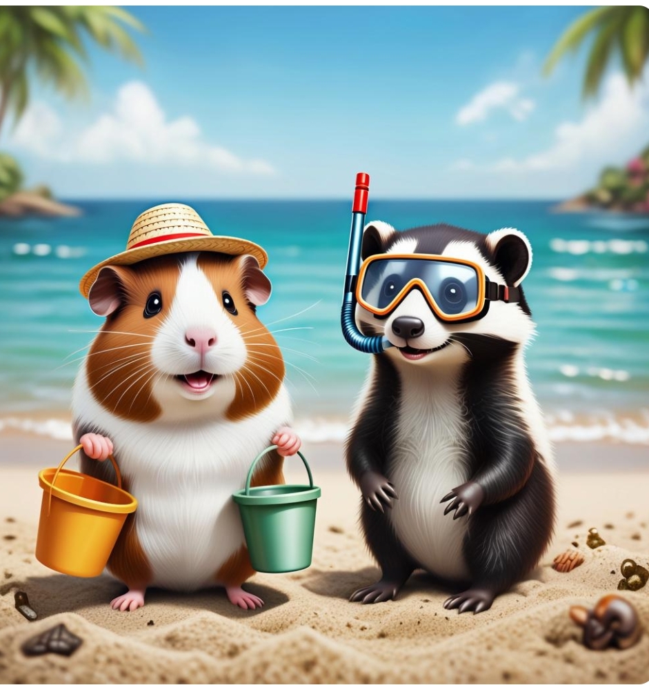 Морская Свинка идёт на пляж