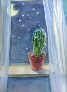 Кактус с листочками