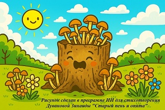 Старый пень и опята
