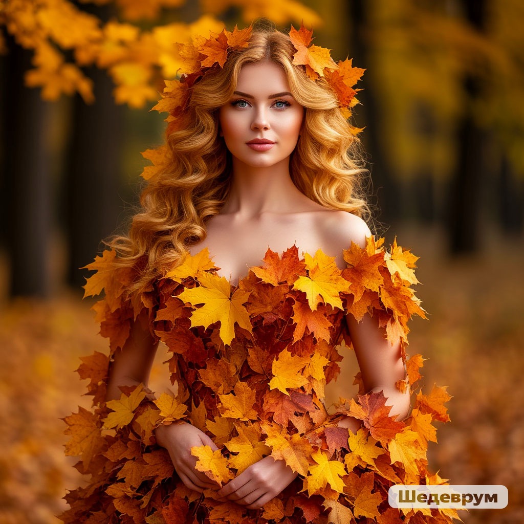 Осень Бликуют листья золотые