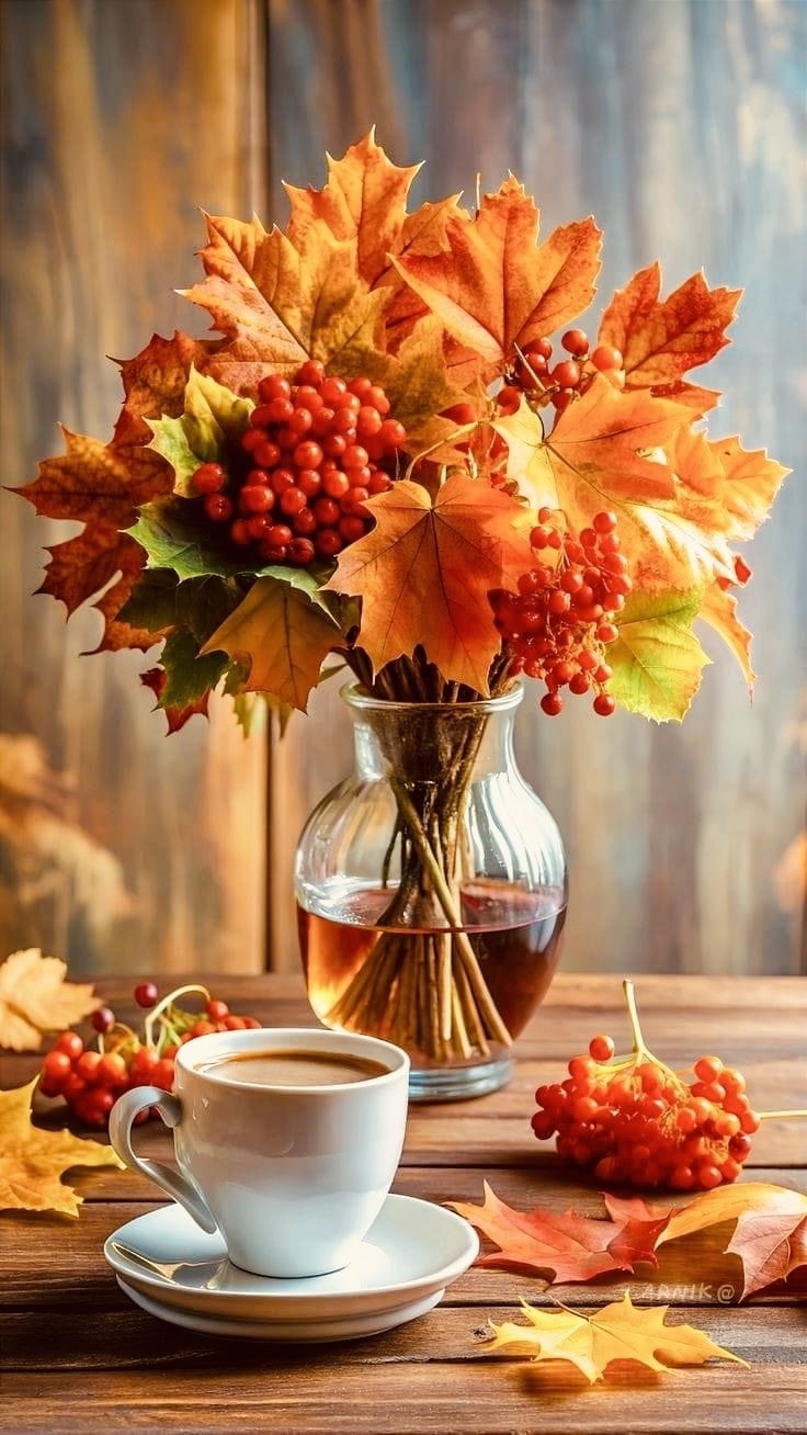 Натюрморт с листвой осенней