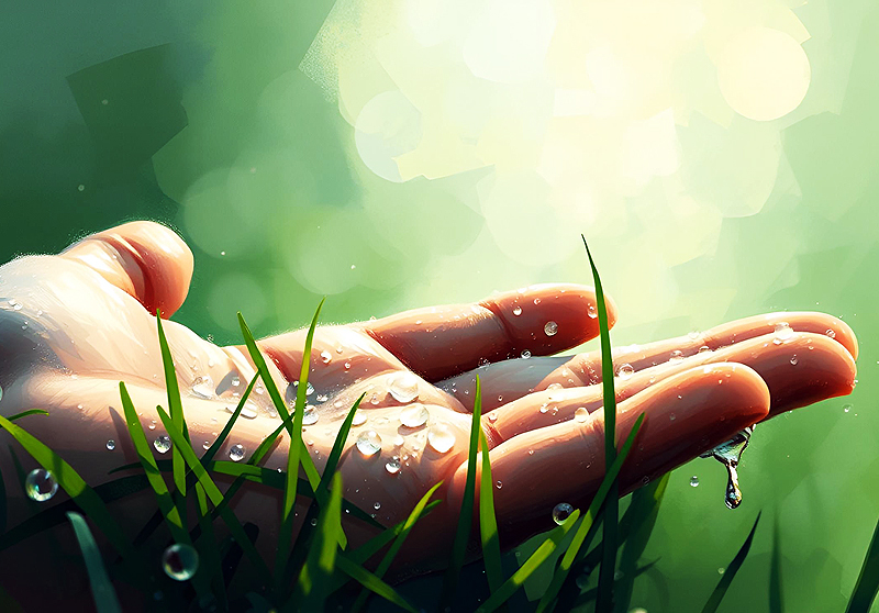 Бриллианты росы на траве