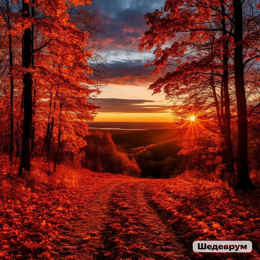 Закатом сияет вечернее небо