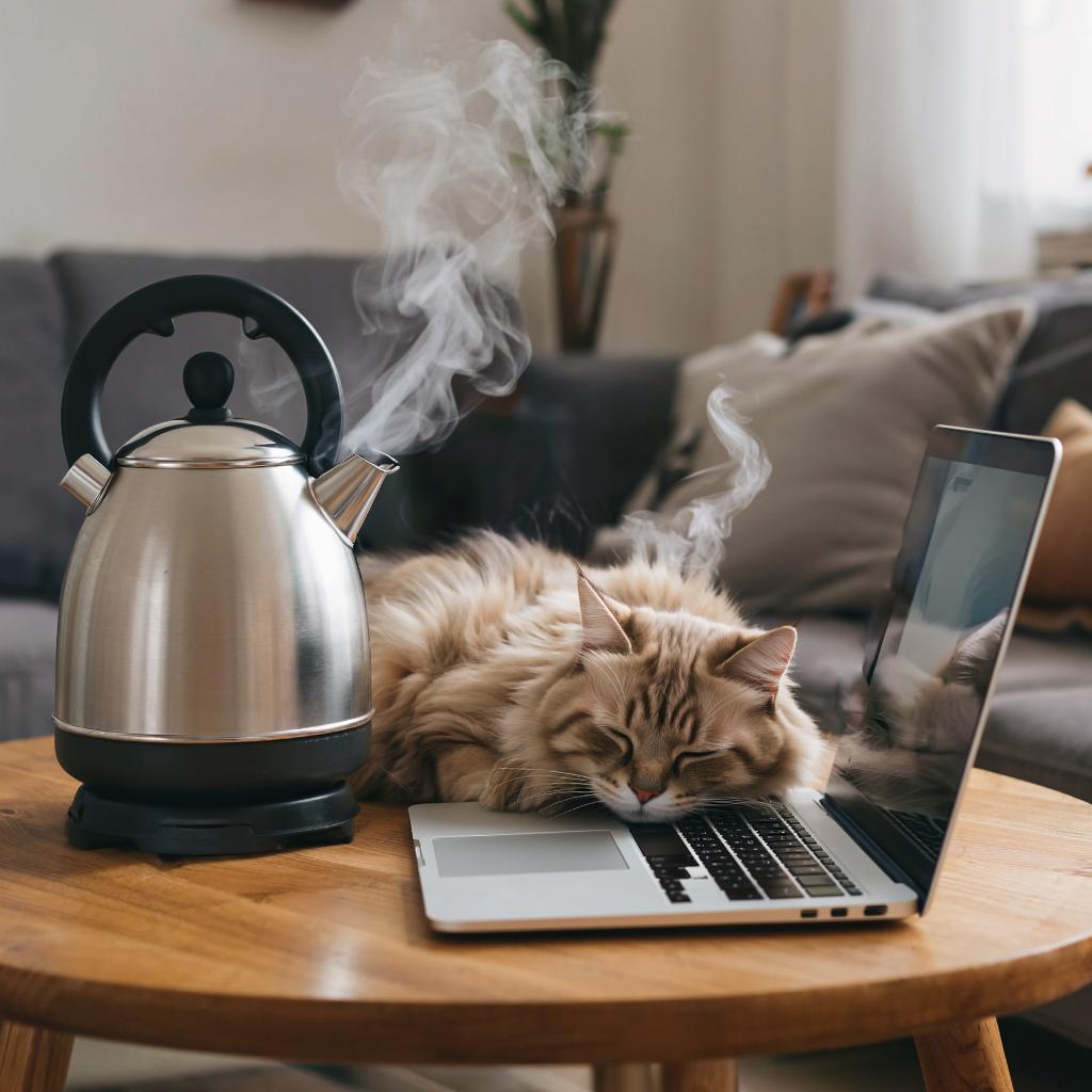 Плед, кот и чайник