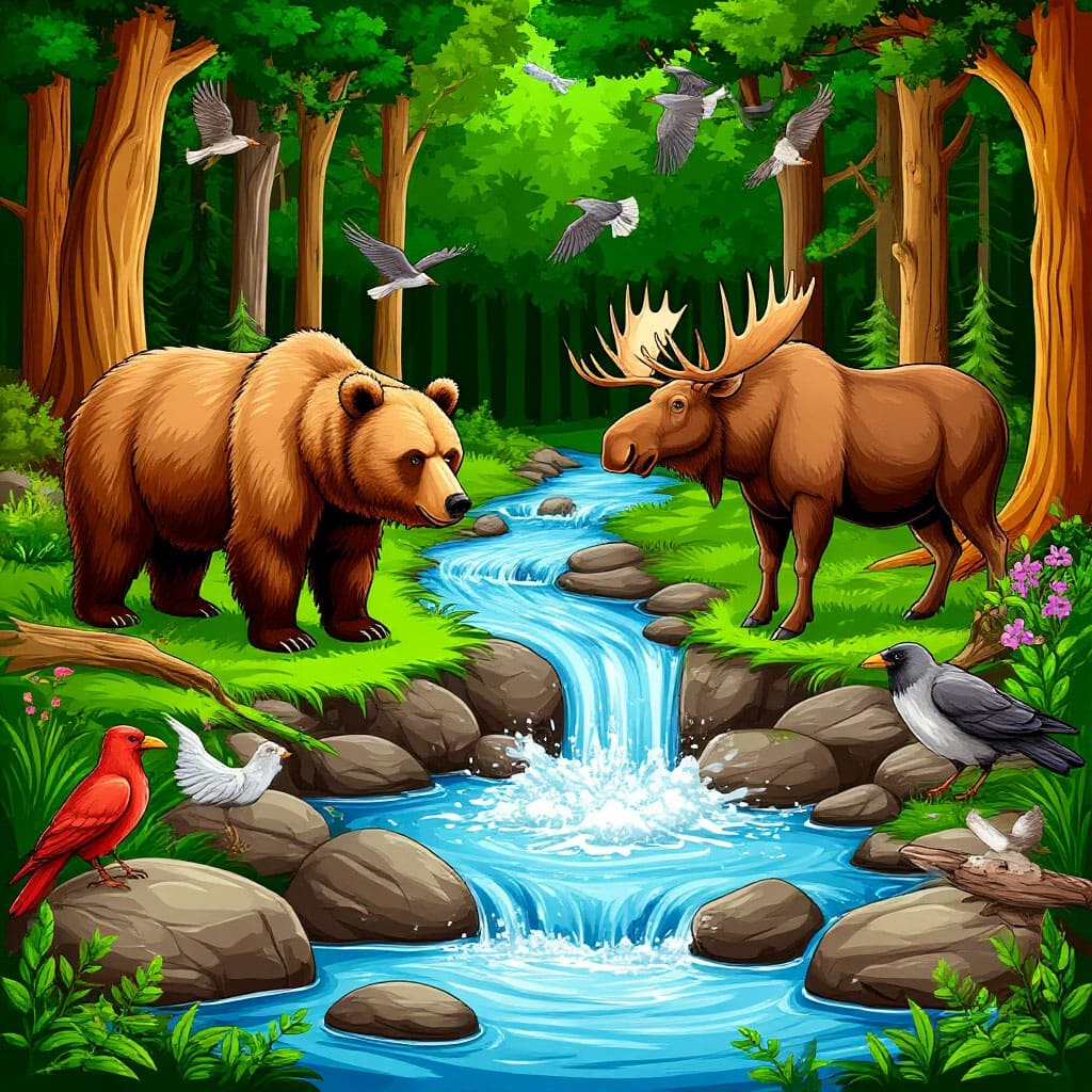 А в лесу бежит ручей