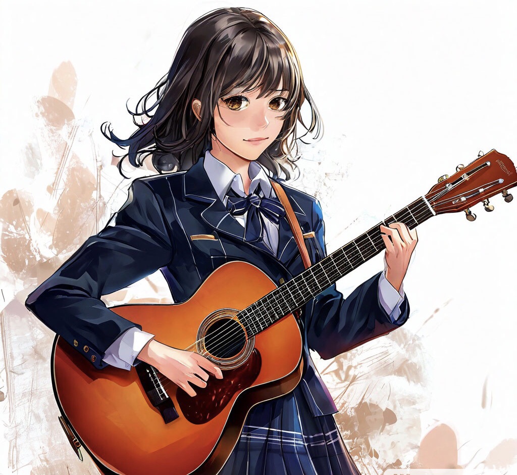 Школьница с гитарой
