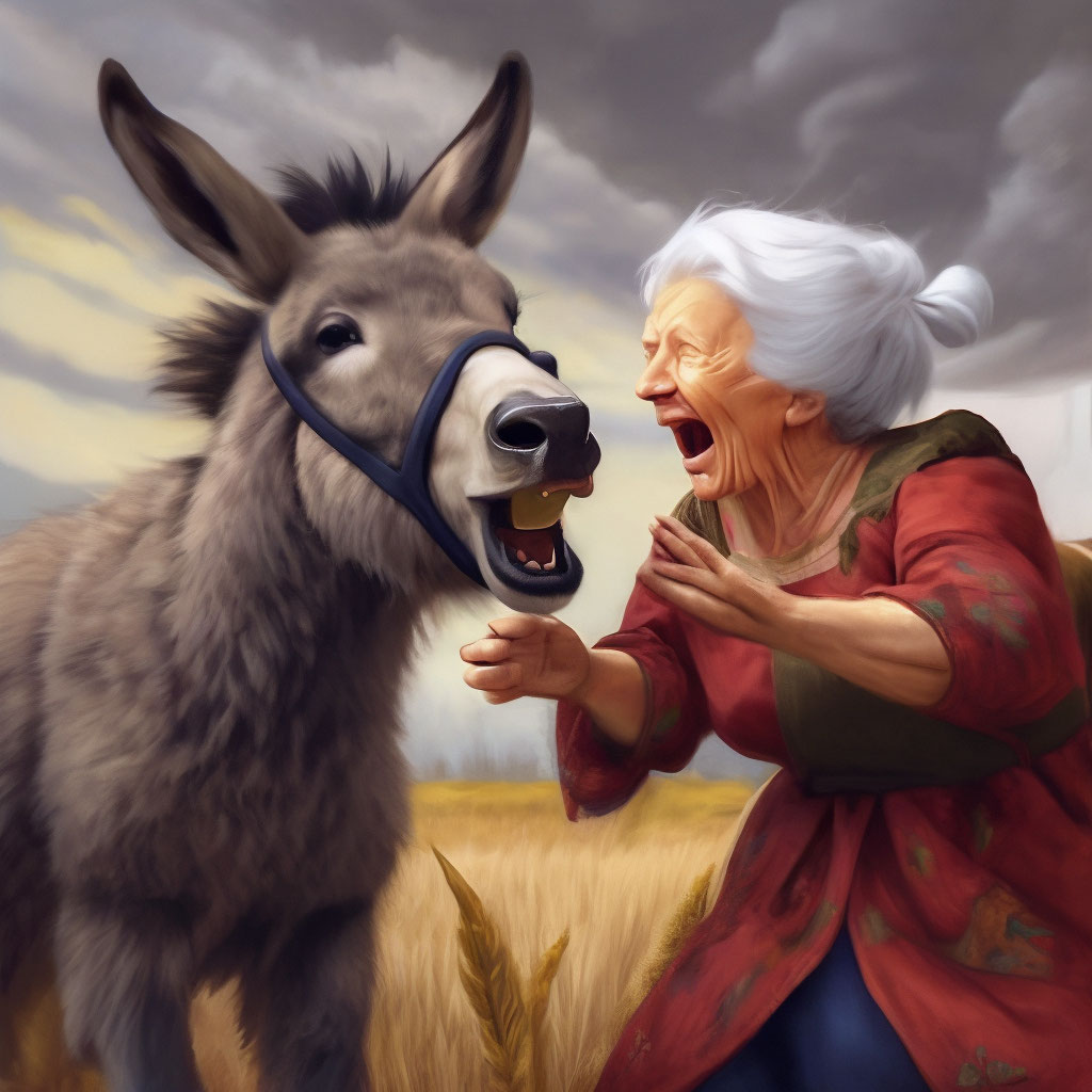 023. Бабка и осёл