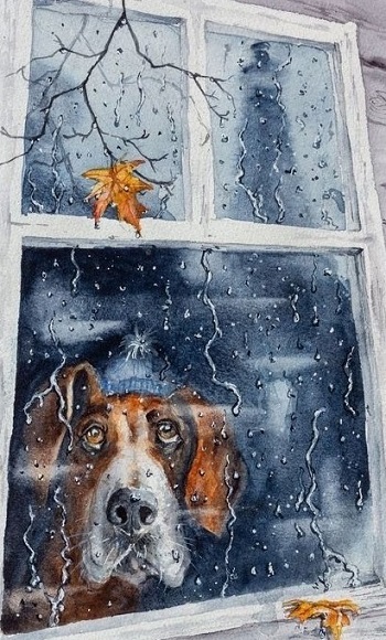 По опавшим листьям бодро дождик шёл