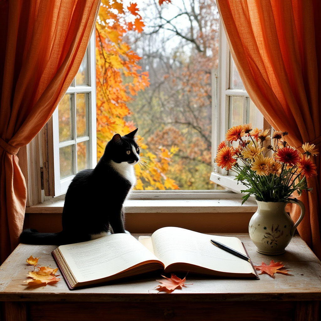 Осенний день, вдохновенье и кошка