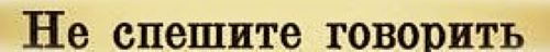 Вы не спешите говорить...