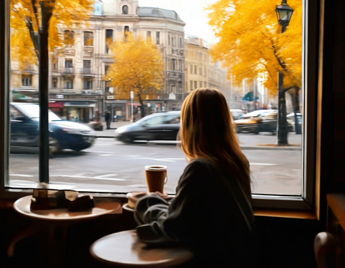 Сидела женщина за столиком