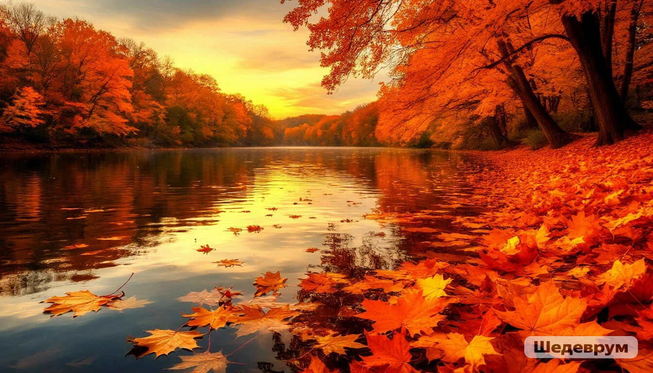 На берегах осенних тишь и гладь... Про осень