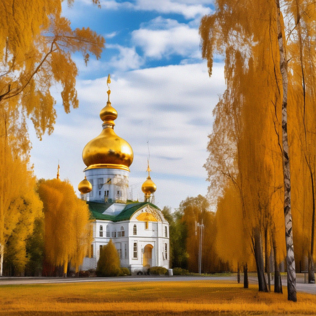 Золотится даль в божественных обьятьях