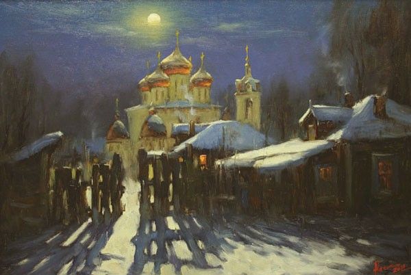 Город зимней ночью