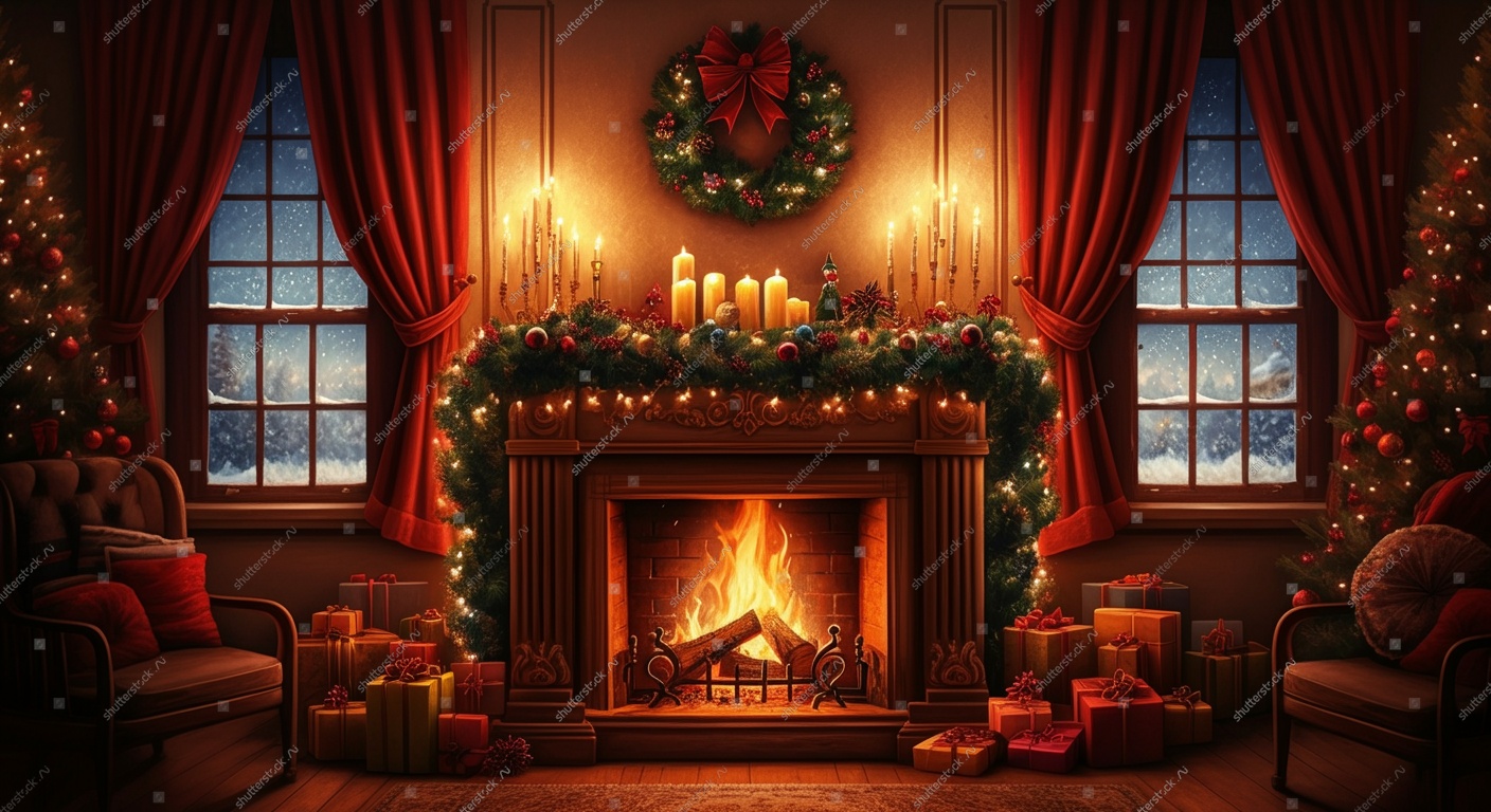 Горит камин, встречаем Рождество